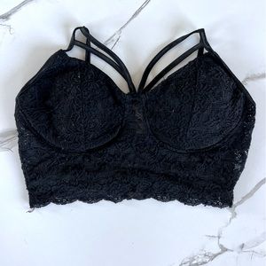 Black Padded Lace Bralette Windsor Small